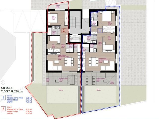 Půdorysy 1 – byt Byt v novostavbě Zadar - Diklo