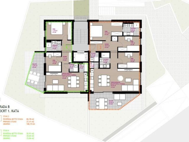 Půdorysy 1 – byt Byt v novostavbě Zadar - Diklo