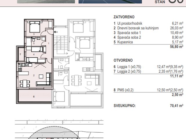 Půdorysy 1 – byt Dvoupokojový byt Pag - ostrov