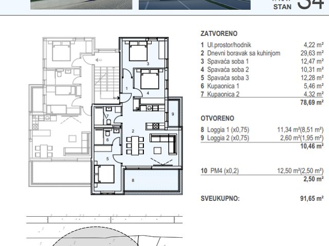 Půdorysy 1 – byt Apartmán Šimuni na ostrově Pag