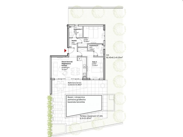 Půdorysy 1 – byt Byt v novostavbě Sukošan