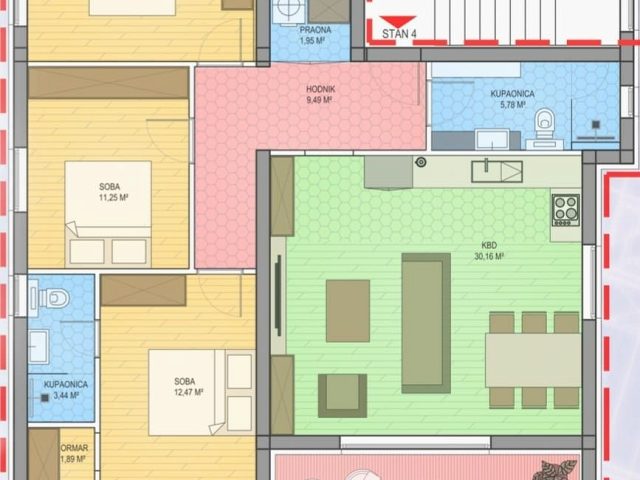 Půdorysy 1 – byt Byt v novostavbě Zadar - Plovanija