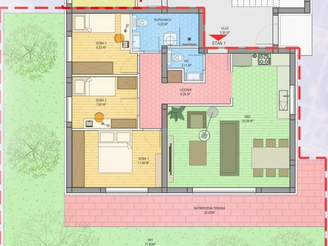 Půdorysy 1 – byt Byt v novostavbě Zadar - Plovanija