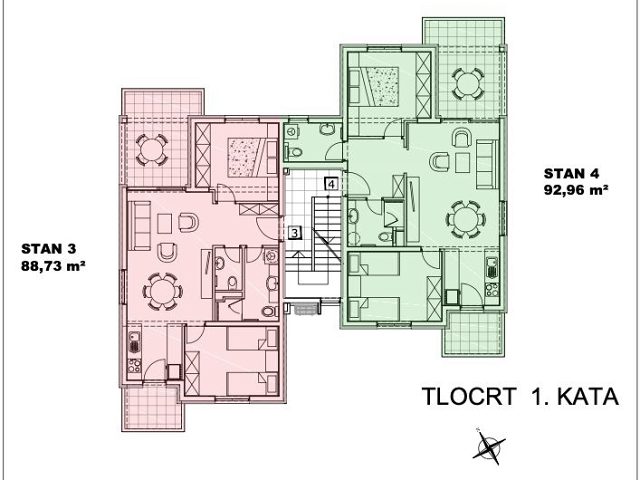 Půdorysy 1 – byt Byt se střešní terasou Ražanac