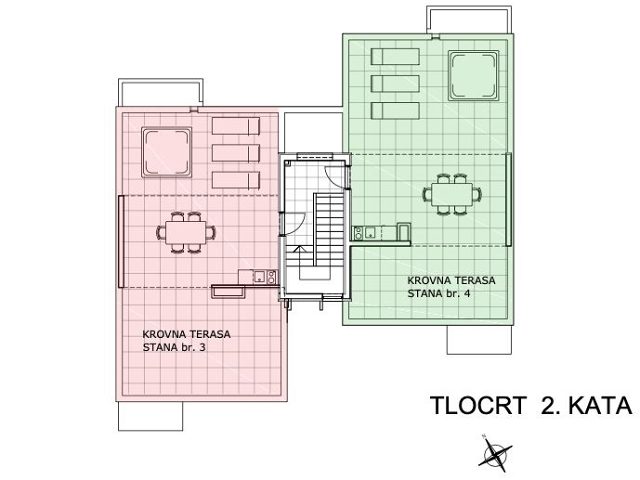 Půdorysy 2 – byt Byt se střešní terasou Ražanac
