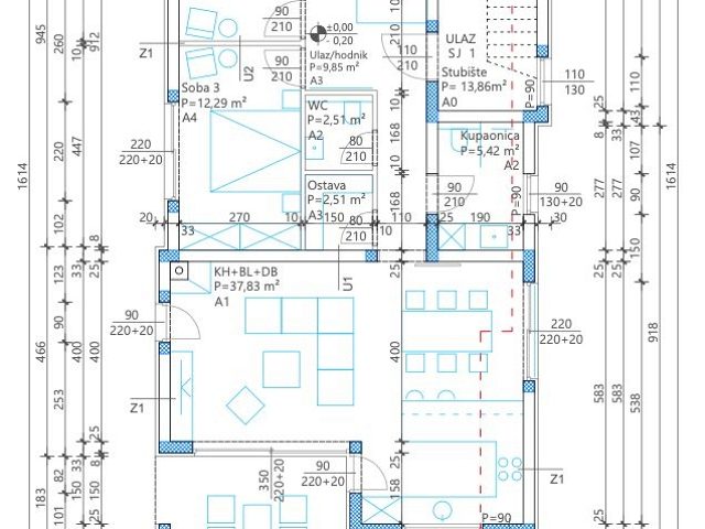 Půdorysy 1 – byt Byt v novostavbě Kožino