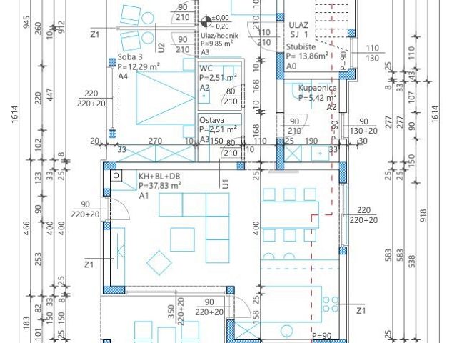 Půdorysy 1 – byt Byt v novostavbě Kožino