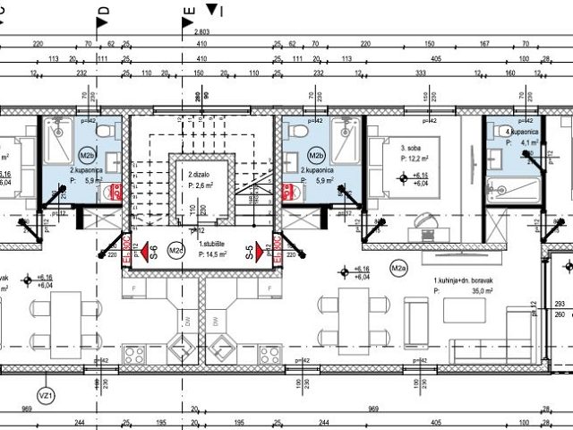Půdorysy 1 – byt Byt v novostavbě Zadar - Crvene Kuće