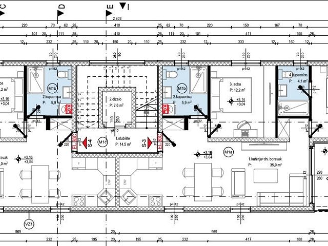 Půdorysy 1 – byt Byt v novostavbě Zadar - Crvene Kuće