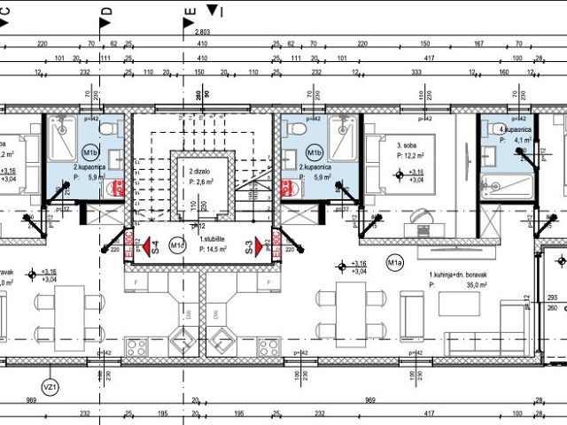 Půdorysy 1 – byt Byt v novostavbě Zadar - Crvene Kuće
