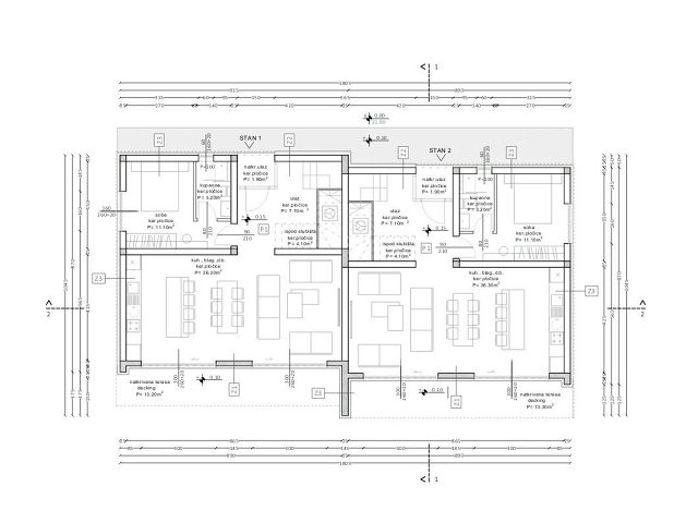 Půdorysy 2 – dům Luxusní dvojvily s bazény v Bibinje