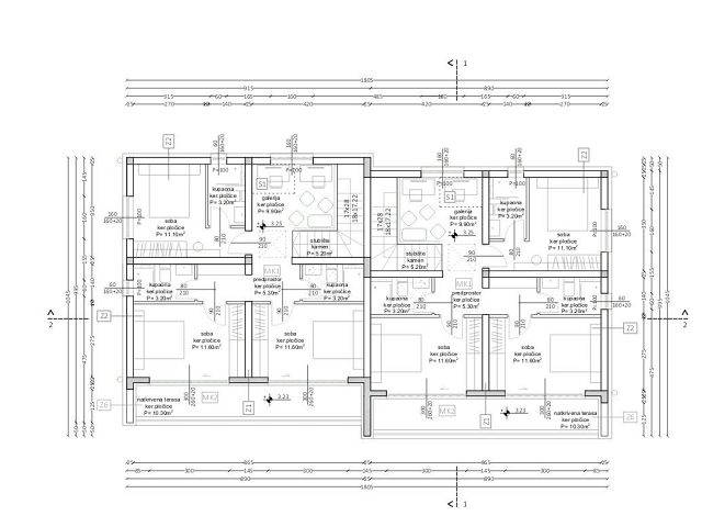 Půdorysy 3 – dům Luxusní dvojvily s bazény v Bibinje