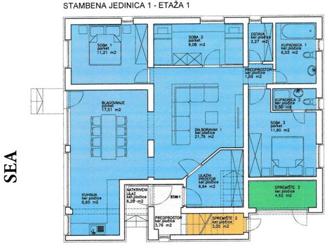 Půdorysy 3 – komerční prostor Apartmánový dům Vir se 3 byty