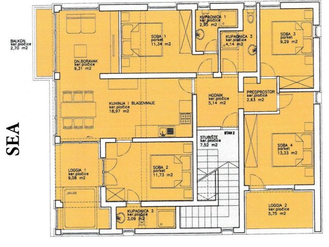 Půdorysy 1 – komerční prostor Apartmánový dům Vir se 3 byty