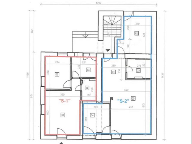 Půdorysy 1 – byt Byt v apartmánovém domě  v Poljaně na ostrově Ugljan