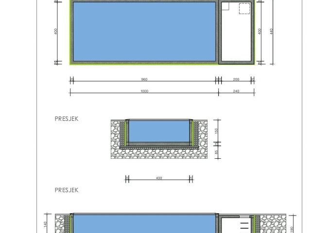 Půdorysy 3 – dům Samostatně stojící dům s bazénem Visočane (K2)
