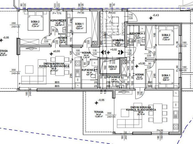 Půdorysy 1 – byt Byt v novostavbě Povljana (S1)