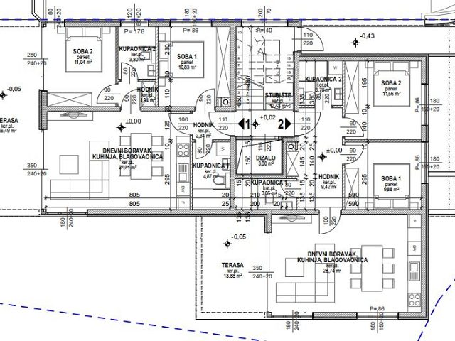 Půdorysy 1 – byt Byt v novostavbě Povljana (S2)