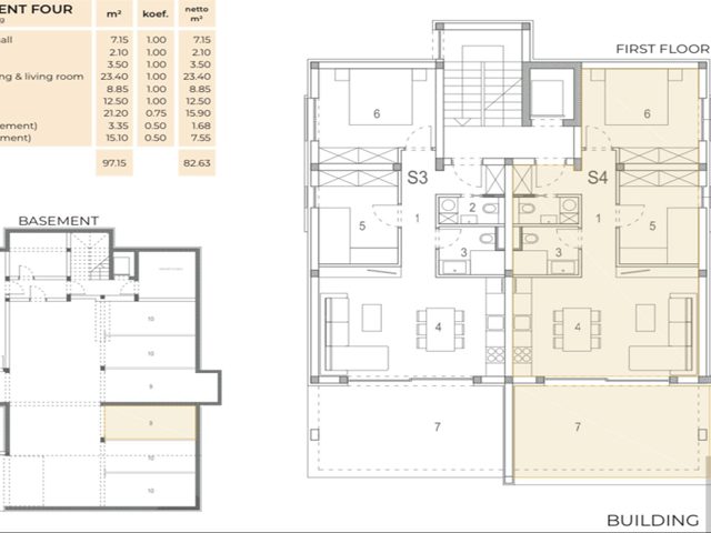 Půdorysy 1 – byt Luxusní novostavba Zadar - Diklo, jen 80 m od moře (S4)