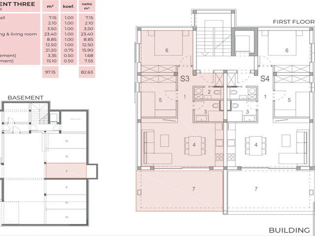 Půdorysy 1 – byt Luxusní novostavba Zadar - Diklo, jen 80 m od moře (S3)
