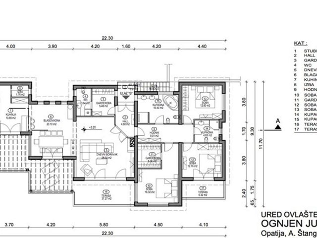 Půdorysy 1 – dům Vila se 2 byty, bazénem a panoramatickým výhledem na celý Kvarnerský záliv