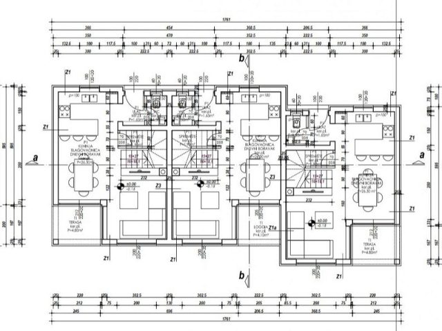 Půdorysy 1 – dům Dvoupodlažní dům s terasou a zahradou