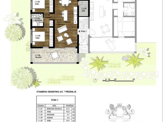 Půdorysy 1 – byt Apartmány Nin T6